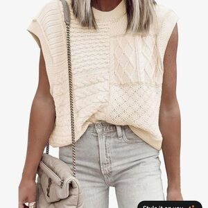 Cream Knit Sleeveless Sweater